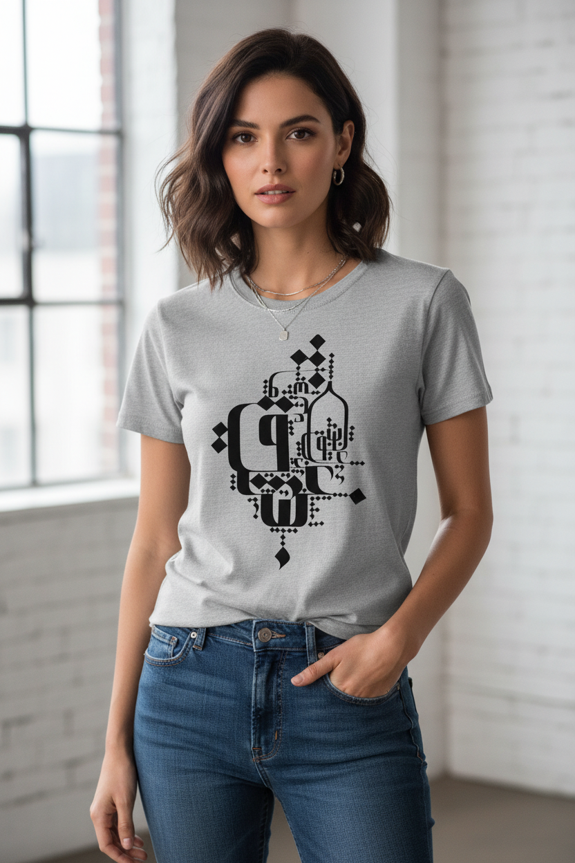 Women’s Cotton Fitted T-Shirt | Modern Persian Calligraphy |  Eshgh – عشق