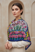 Persian Heritage Scarf – Qajar Seven-Color Tile Design | Mehrbunoo