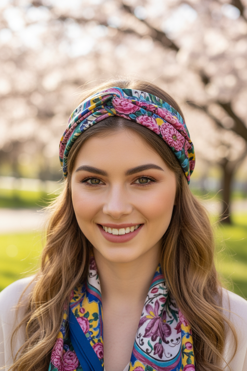 Persian Heritage Scarf – Qajar Seven-Color Tile Design | Mehrbunoo