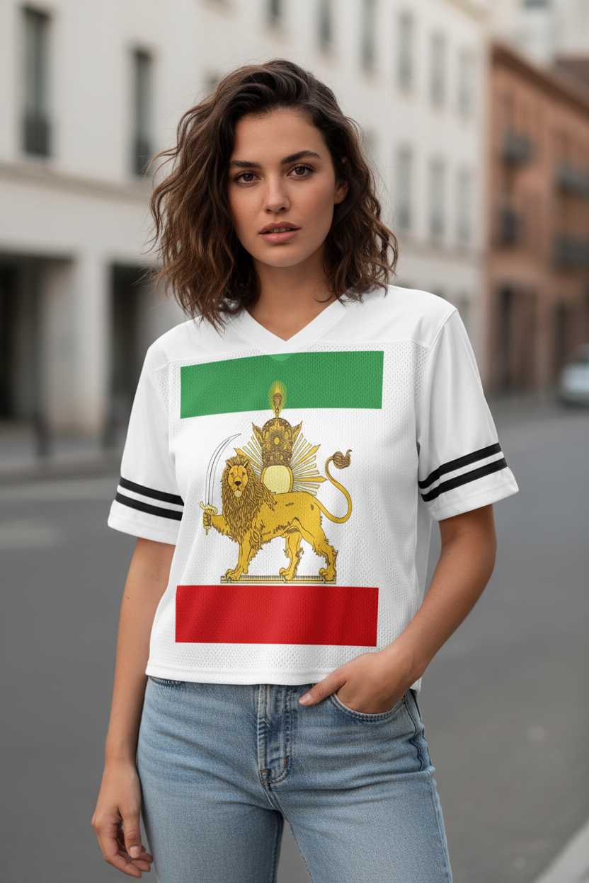 Taped Mesh T-Shirt | Sun and Lion Flag | Mehrbunoo