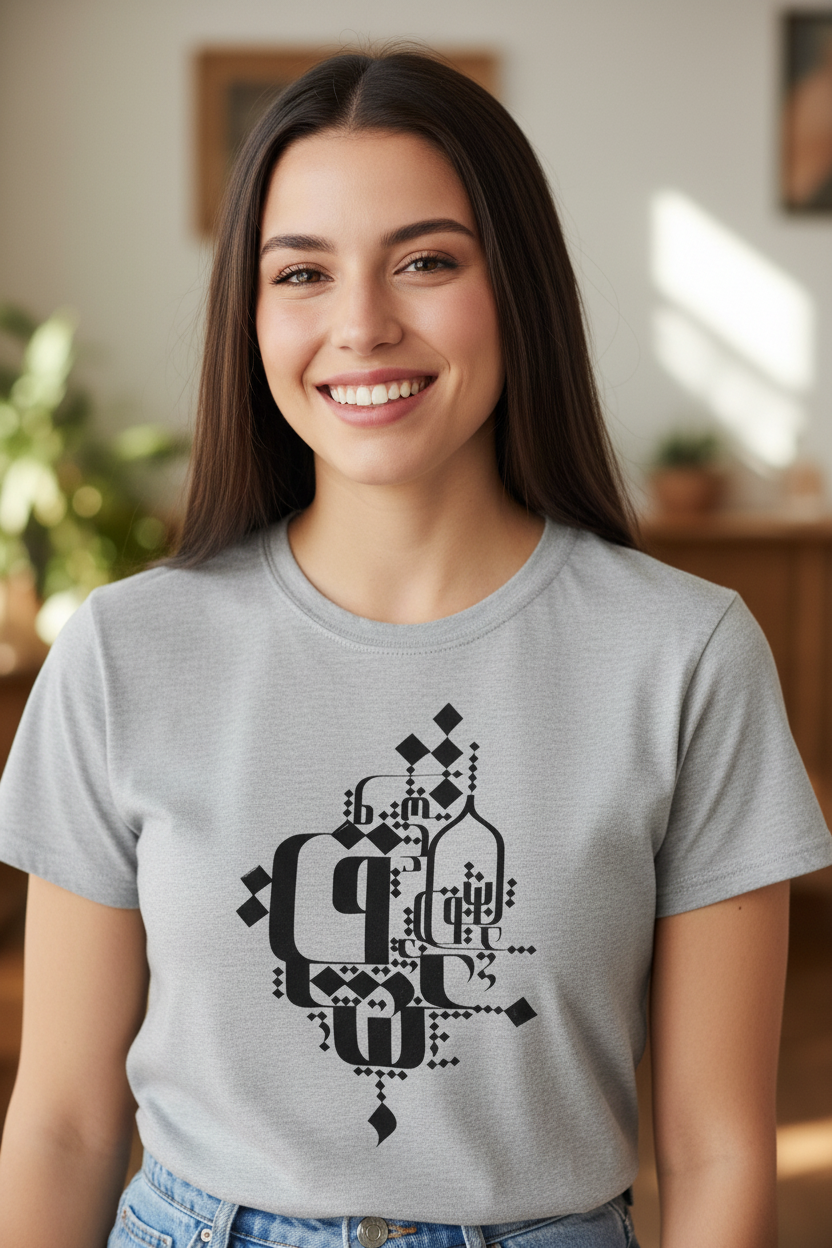 Women’s Cotton Fitted T-Shirt | Modern Persian Calligraphy |  Eshgh – عشق