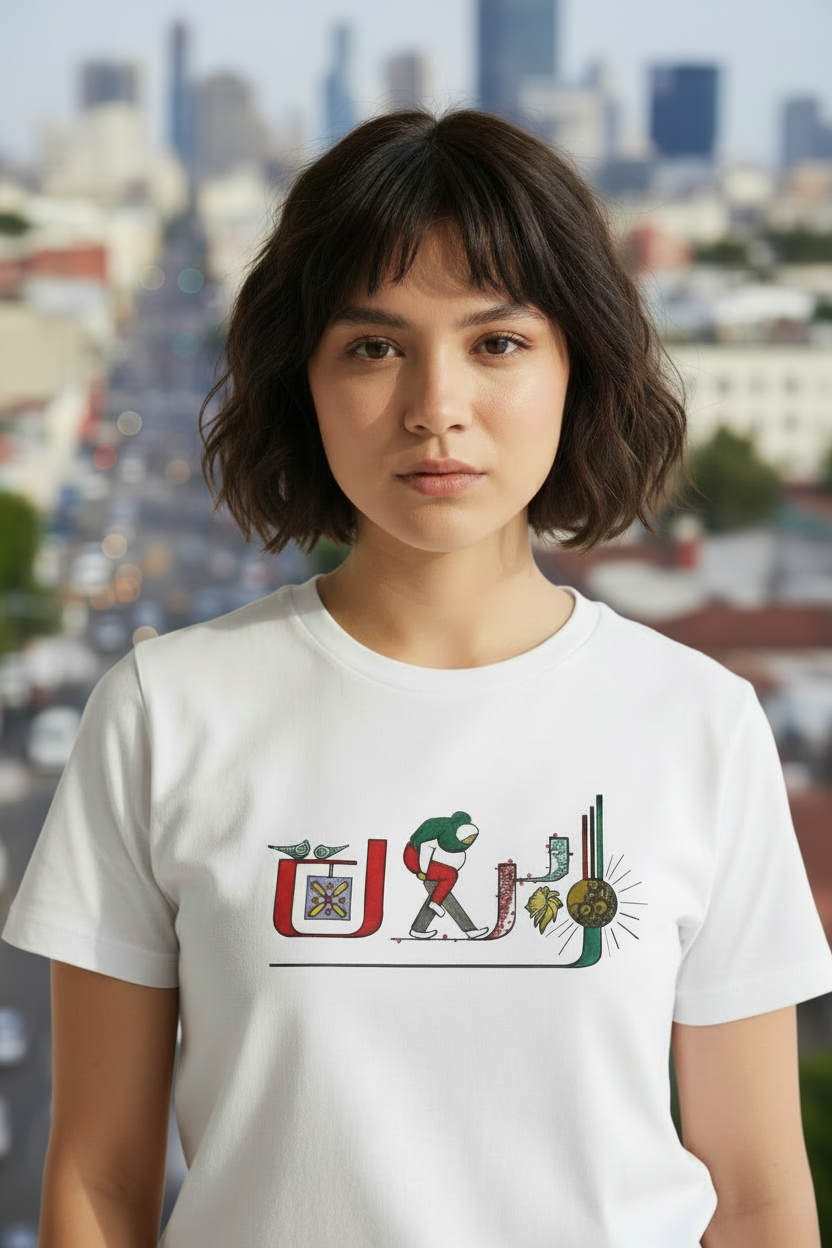 Vibrant Look |  Unisex Organic Cotton T-Shirt – Persian Typography | Iran ایران | Mehrbunoo Collection